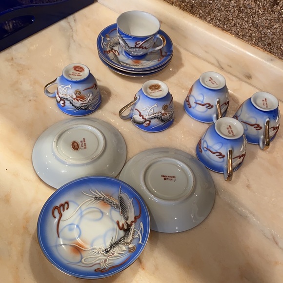 Vintage Raised Hand Painted Dragon Betson Demitasse cup & saucer Bone China SET - Picture 14 of 14